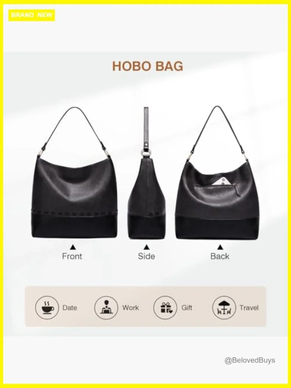 Vegan Leather Hobo Bag Crossbody Shoulder Tote Handbag Purse